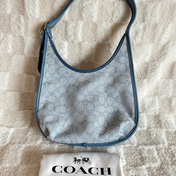 NWT! RARE! Coach C2588 Ergo Shoulder Bag In Signature Jacquard Marble Blue Azure - Picture 1 of 13